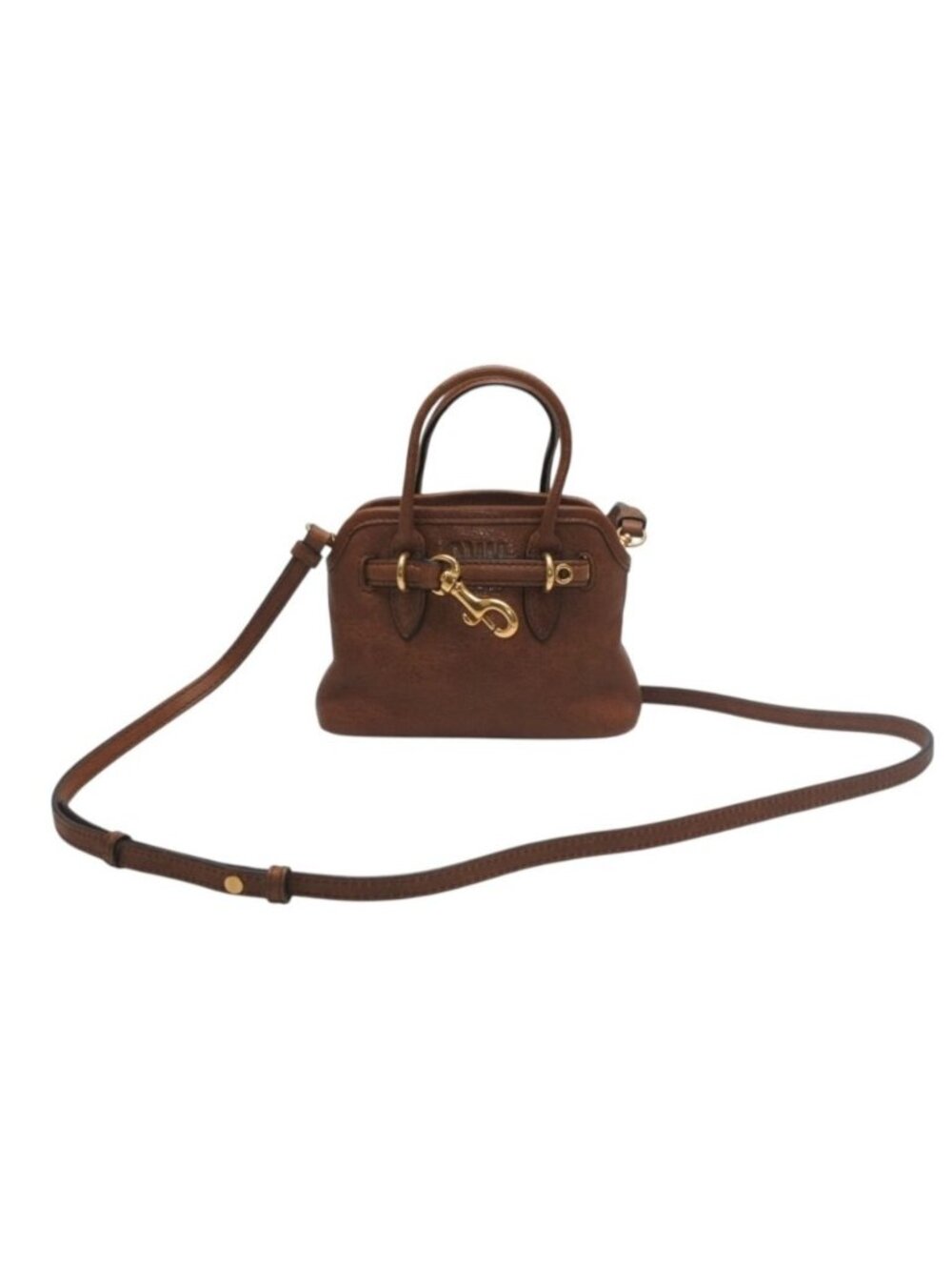 Miu Miu Aventure Micro Top Handle Bag Nappa Leather Brown Gold